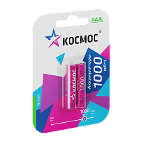 Аккумулятор бытовой Космос HR03 AAA BL2 NI-MH 1000mAh (2/24/288)