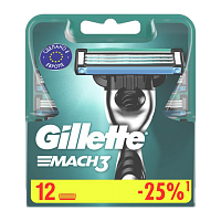 Сменные кассеты Gillette MACH3 3 лезвия 12шт. (цена за 1 шт) (12/120)