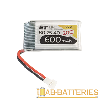 Аккумулятор ET LP802540-20CJ Li-Pol, 3.7V, 600mAh Connector: JST red