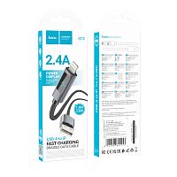 Кабель HOCO X112 USB (m)-Lightning (m) 1м 2.4A нейлон дисплей черный (1/31/310)