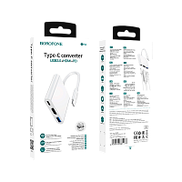 USB-Хаб Borofone DH4 1USB/Type-C/HDMI Type-C (m) 4К белый (1/39/156) 