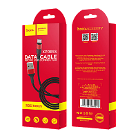 Кабель HOCO X26 USB (m)-microUSB (m) 1м 2.0A нейлон черный красный (1/30/300)