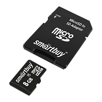 Карта памяти microSD Smartbuy 8GB Class10 10 МБ/сек с адаптером