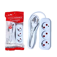 Удлинитель MRM-Power M-318 3р.С/З 10A 8.0м белый (1/24)