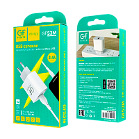 Сетевое З/У GFPower GF53M 1USB 2.4A с кабелем microUSB белый (1/108/432) 
