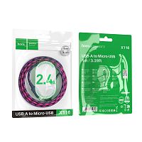 Кабель HOCO X116 USB (m)-microUSB (m) 1м 2.4A нейлон фиолетовый (1/68/680)