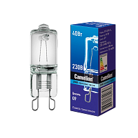 Лампа галогенная Camelion G9 40W 2800К 220-240V капсула прозрачная (1/5/100)