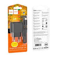 Сетевое З/У HOCO CS11A 1USB 2.1A с кабелем Type-C черный (1/28/168) 