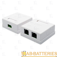 Розетка Atcom 2 порта накладная (UTP, RJ45, белая) (1/500)