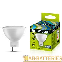 Лампа светодиодная Ergolux JCDR GU5.3 7W 6500К 180-240V софит матовая (1/10/100)