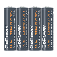 Батарейка GoPower R6 AA Shrink 4 Heavy Duty 1.5V (4/60/1200)