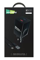 Сетевое З/У MORE CHOICE NC69i 2USB 3.0A QC3.0 с кабелем Lightning черный (1/18/180) 