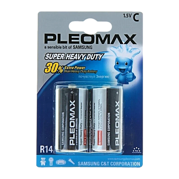 Батарейка Pleomax Super R14 C BL2 Heavy Duty 1.5V (2/12)