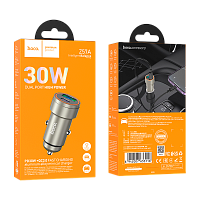 Автомобильное З/У HOCO Z57A 1USB+1Type-C 3.0A 30W PD,QC серый (1/12/120) 
