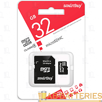 Карта памяти microSD Smartbuy 32GB Class4 4 МБ/сек без адаптера