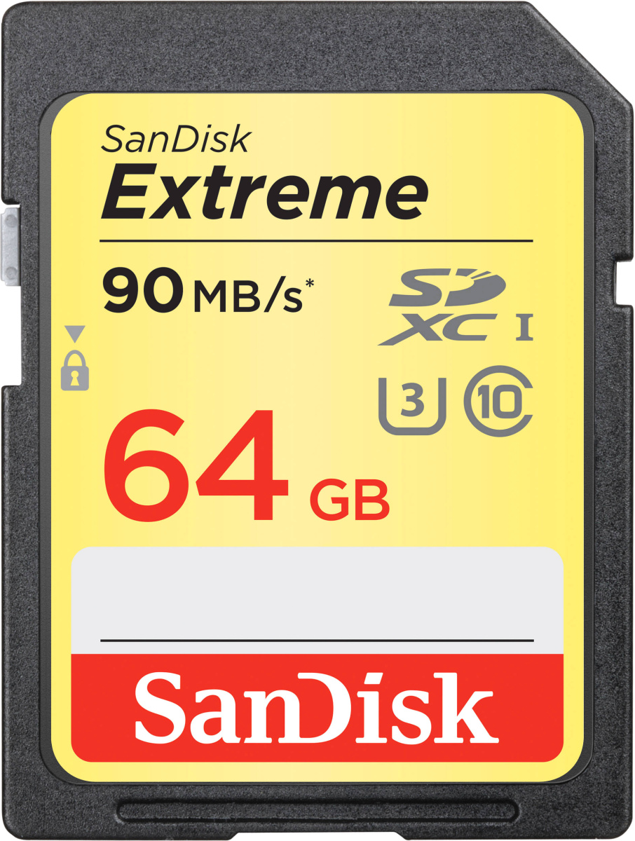 Карта памяти SD SanDisk EXTREME 64GB Class10 UHS-I (U3) 90 МБ/сек
