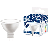 Лампа светодиодная Ergolux MR16 GU5.3 10W 6500К 180-240V софит ПРОМО матовая (1/10/100)