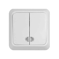 Выключатель Прогресс Fit 2-клав.10A ABS + Керамика с индикатором белый (1/10/100)