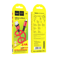 Кабель HOCO X85 USB (m)-microUSB (m) 1м 2.4A TPE красный (1/35/350)