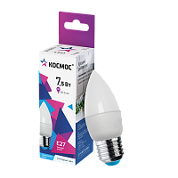 Лампа светодиодная Космос CN E27 7.5W 6500К 220V свеча матовая (1/10/80)