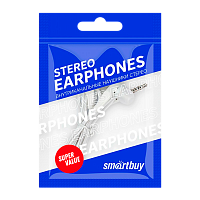 Наушники внутриканальные Smartbuy A4 (цветной пакет) белый (1/100)