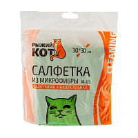 Салфетка Рыжий кот M-03 30х30см микрофибра вафельная зеленый (1/40/200)