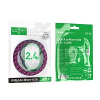 Кабель HOCO X116 USB (m)-microUSB (m) 1м 2.4A нейлон фиолетовый (1/68/680)