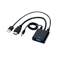 Переходник GoPower HDMI (m)-VGA (f) с питанием со звуком черный Premium Zip-Lock c подвесом (1/200)