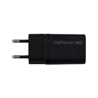 Сетевое З/У GoPower GPQC09 1USB+1Type-C 35W QC3.0 GaN черный