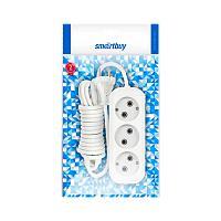 Удлинитель Smartbuy 3р.Б/З 10A 3.0м ПВС 2x1мм² белый (1/50)