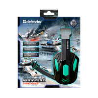 Наушники полноразмерные Defender G-275 Warhead с микр. игровые черный зеленый (1/20) 