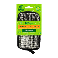 Мочалка для лица и тела Банные штучки Объемная "Мозаика" 10см x 17.5см черный серый (1/30)