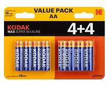Батарейка Kodak MAX LR6 AA BL8(4+4) Alkaline 1.5V (8/48/192)