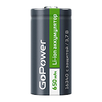 Аккумулятор Li-ion GoPower 16340 PK1 3.7V 650mAh с/з (1/8/400) 