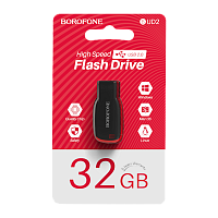 Флеш-накопитель Borofone Generous BUD2 32GB USB2.0 пластик черный красный (1/35/280)