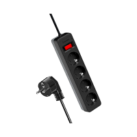 Сетевой фильтр Космос 4р.С/З 10A 1.5м ПВС 3x0.75мм² с выкл. черный (1/20)