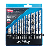 Набор 19 сверл по металлу, D от 1 до 10 мм с шагом 0.5 мм, до HRC62, кейс Smartbuy tools/30