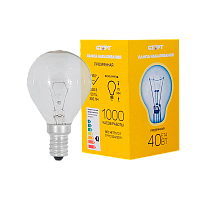Лампа накаливания Старт E14 40W 230V шар ДШ прозрачная (1/10/100)