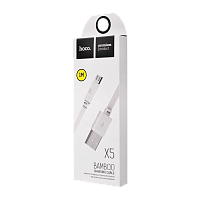 Кабель HOCO X5 USB (m)-microUSB (m) 1м 2.4A ПВХ белый (1/30/300)