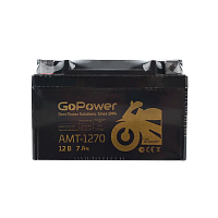 Аккумулятор для мототехники GoPower AMT-1270 12V 7Ah клеммы под болт M5 (1/10)