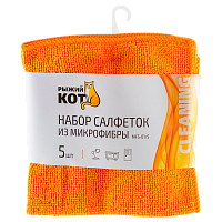 Салфетка Рыжий кот MFS-01/5 30х30см 5шт. микрофибра  ассорти (1/5/40) 