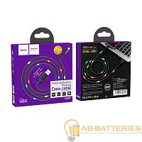Кабель HOCO U63 USB (m)-microUSB (m) 1.2м 2.4A силикон подсветка от звука черный (1/28/168)