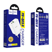 Сетевое З/У HOCO C57A 1USB/Type-C 3.0A QC3.0 белый (1/12/120) 