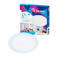 Светодиодная панель, круглая, цвет белый, КОСМОС DownL 6W, 180-265В, 4000K (KDownL6W4000K)