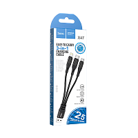 Кабель HOCO X47 USB (m)-Lightning/Type-C/microUSB (m) 0.25м 2.4A нейлон черный (1/31/310)