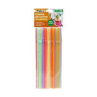 Трубочки для коктейлей "ПРАЗДНИЧНЫЕ", разноцветные, с изгибом, 23*0,5см, 50шт. в уп., PATERRA (1/48)