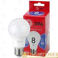 Лампа светодиодная ЭРА A60 E27 8W 6500К 220-240V груша RED LINE (1/10/100)
