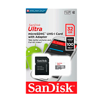 Карта памяти microSD SanDisk Ultra Light 32GB Class10 UHS-I (U1) 100 МБ/сек с адаптером (1/100)