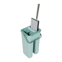 Швабра для пола Рыжий кот 120см с отжимом с ведром и насадкой бирюзовый (1/12)