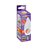 Лампа светодиодная JAZZway C37 E14 7W 3000К 230V свеча матовая (1/10/100)